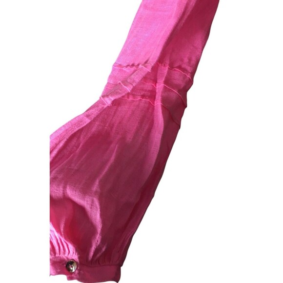Click CMC Top Women's Size XL Pink Button Up Long Sleeve 100% Linen - Picture 5 of 8